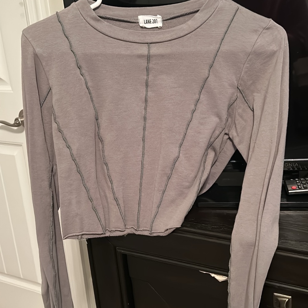 Cropped Green Long Sleeve Top LANE 201